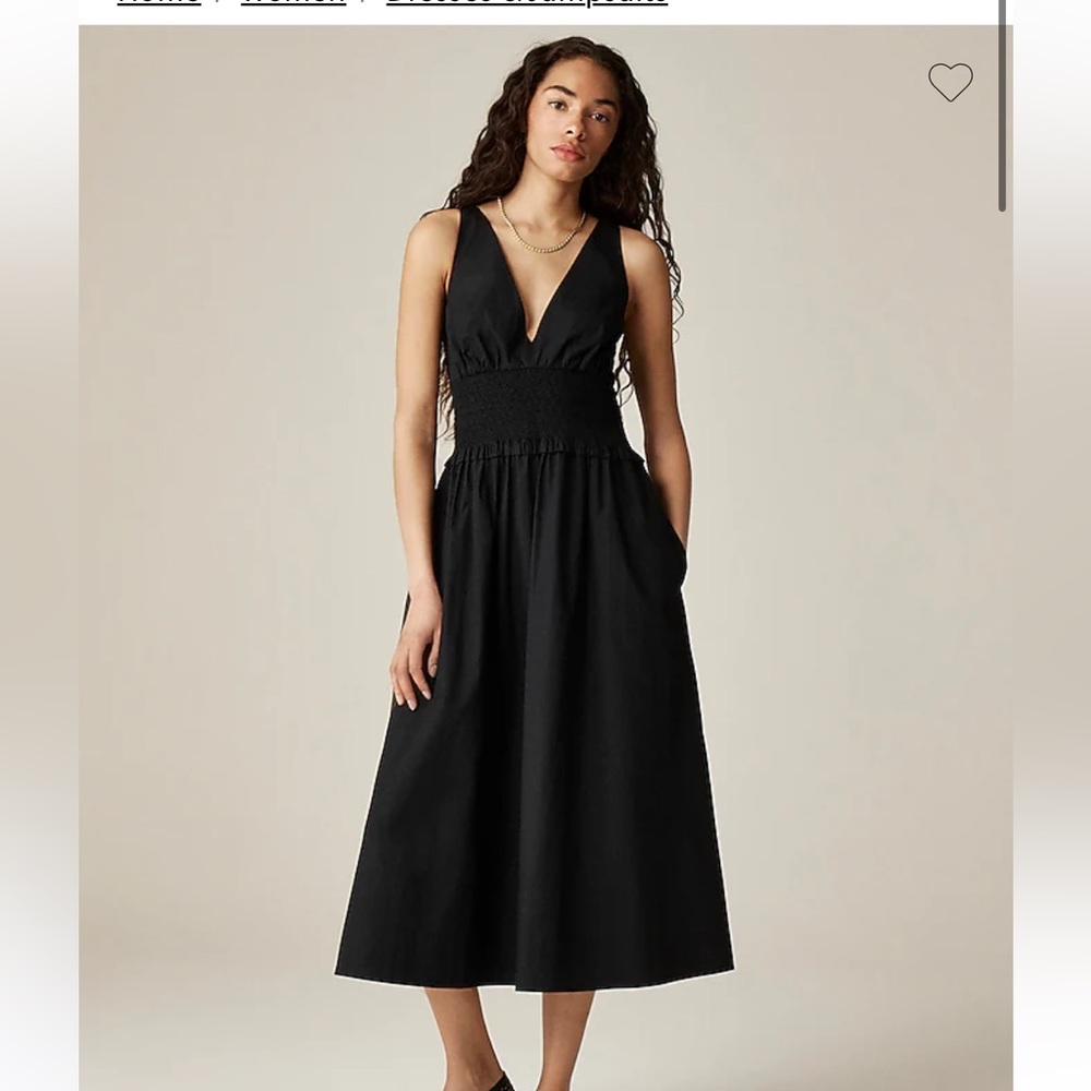 J. Crew Plunge smocked-waist dress in cotton poplin xs new